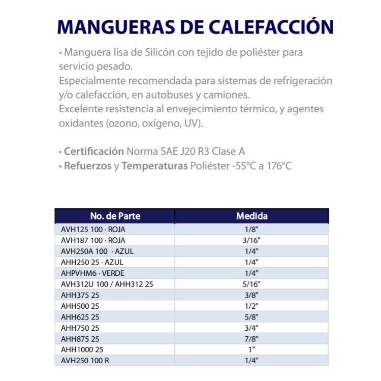 Manguera de Silicon para Calefaccion AHE